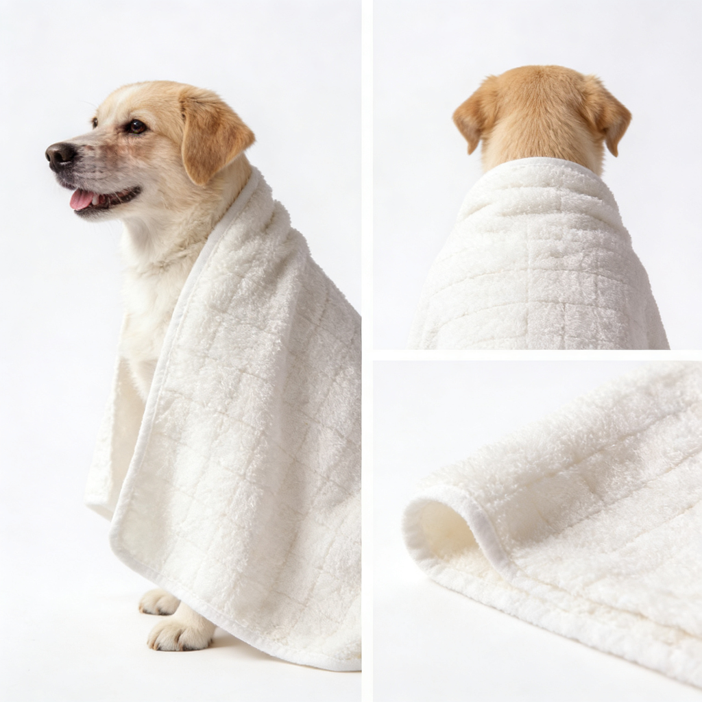 Matopet Hundehandtuch extra saugfähig, Badetuch zum trocknen von Hunden und Katzen, Mikrofaser Hundehandtuch Chenille mit Handtaschen